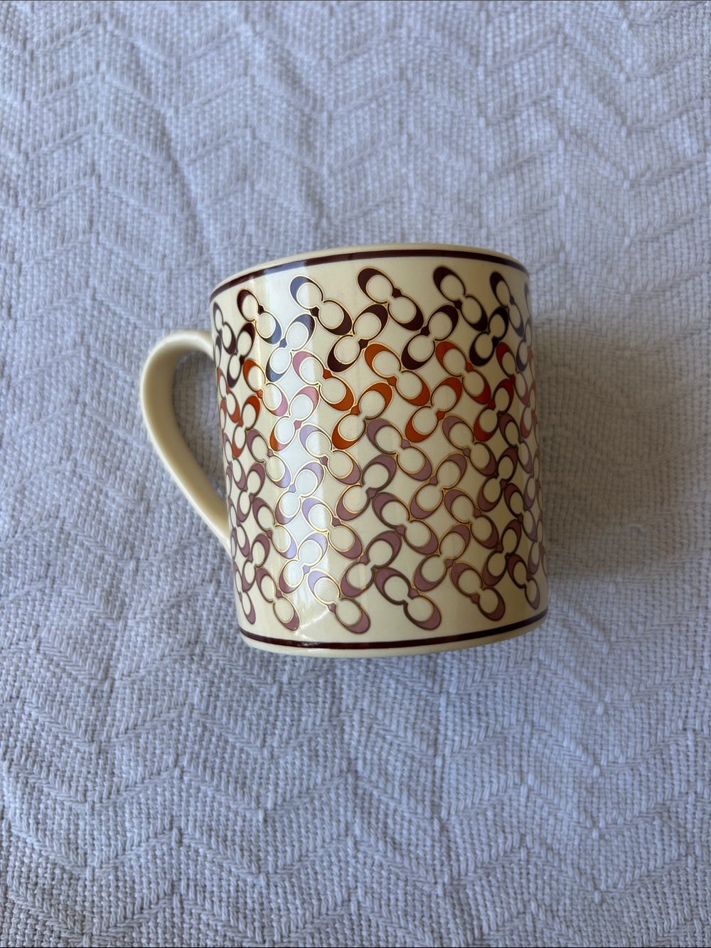 Coach Cream and Brown Patterned Ceramic Mug - Home Art